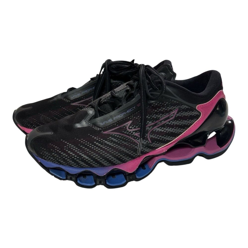 Mizuno Wave Prophecy 12 Womens Running Shoes Black Pink Blue J1GD230024 Size 8.5